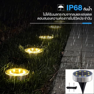 ไฟปักสนาม LED โคมไฟสนามโซล่าเซลล์ โคมไฟตกแต่งสนามหญ้า แต่งสวนทางเดินไฟพลังงานแสงอาทิตย์ ทรงกลม 8 16 20LED แบบวอร์มและขาว