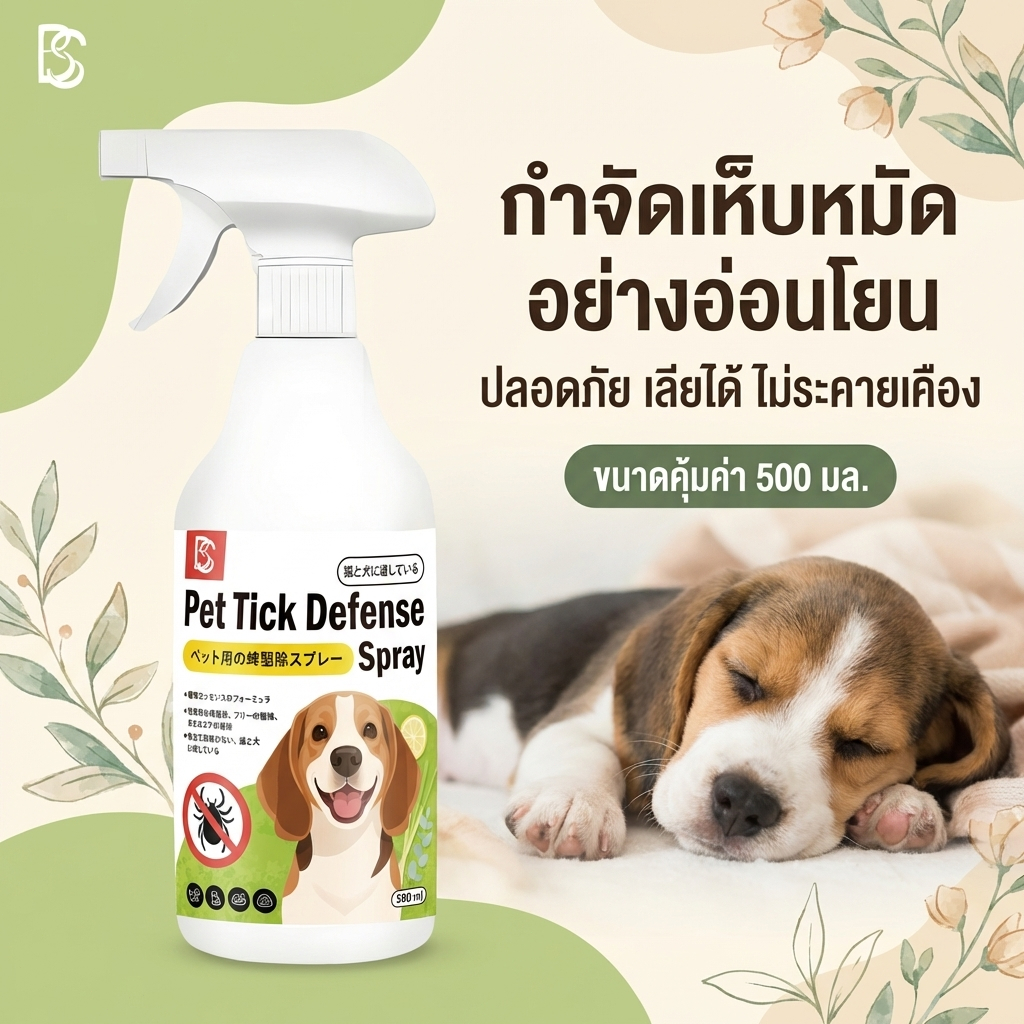 ลดขนร่วง ฆ่าเห็บหมัด TIA กำจัดเห็บและหมัด สเปรย์กำจัดเห็บ ยาฆ่าเห็บหมัด ยาเห็บหมัดหมา สูตรสมุนไพรธรรมชาติ