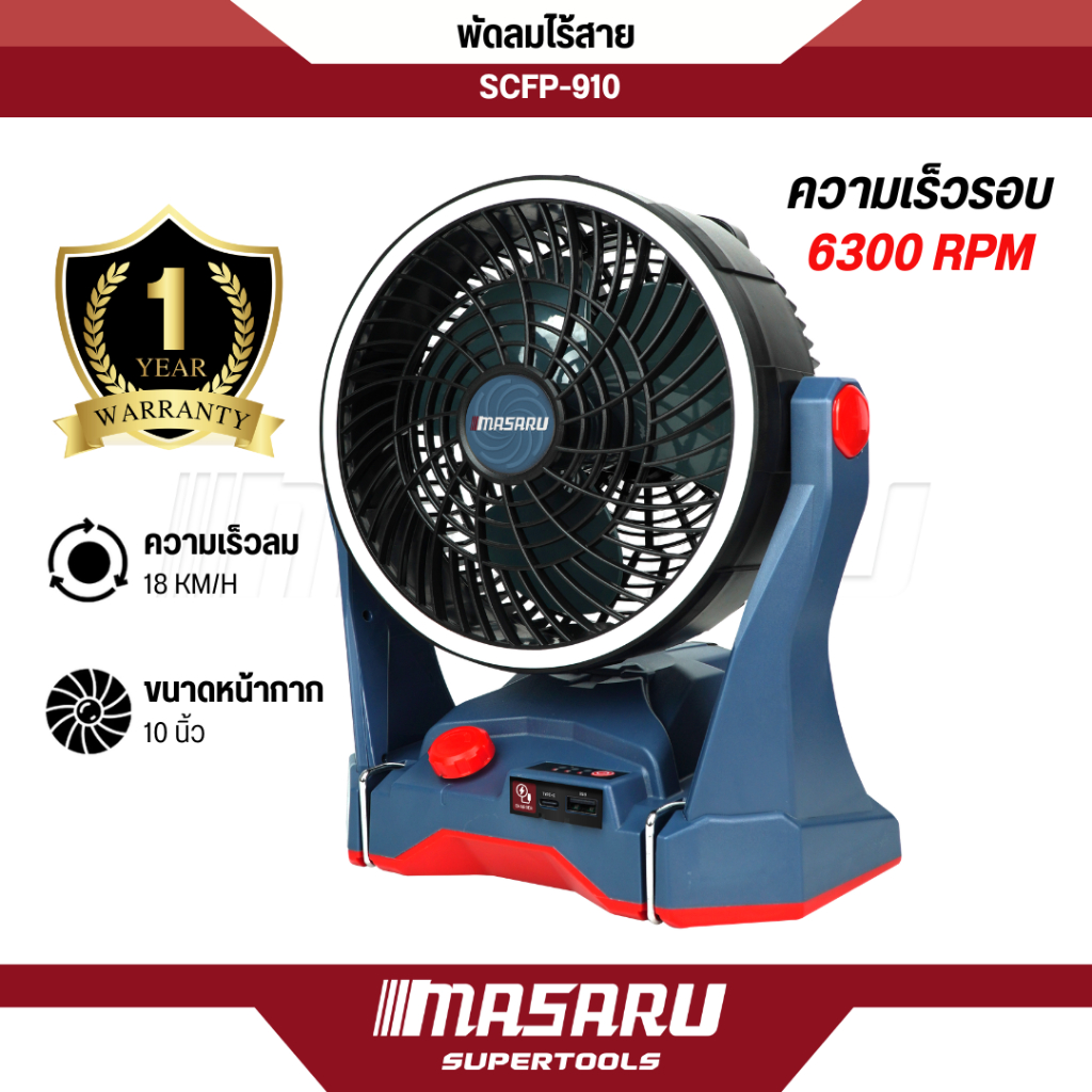 พัดลมไร้สาย MASARU SCFP-910 รีวิว เจาะลึกความแรงและฟังก์ชันไฟ LED