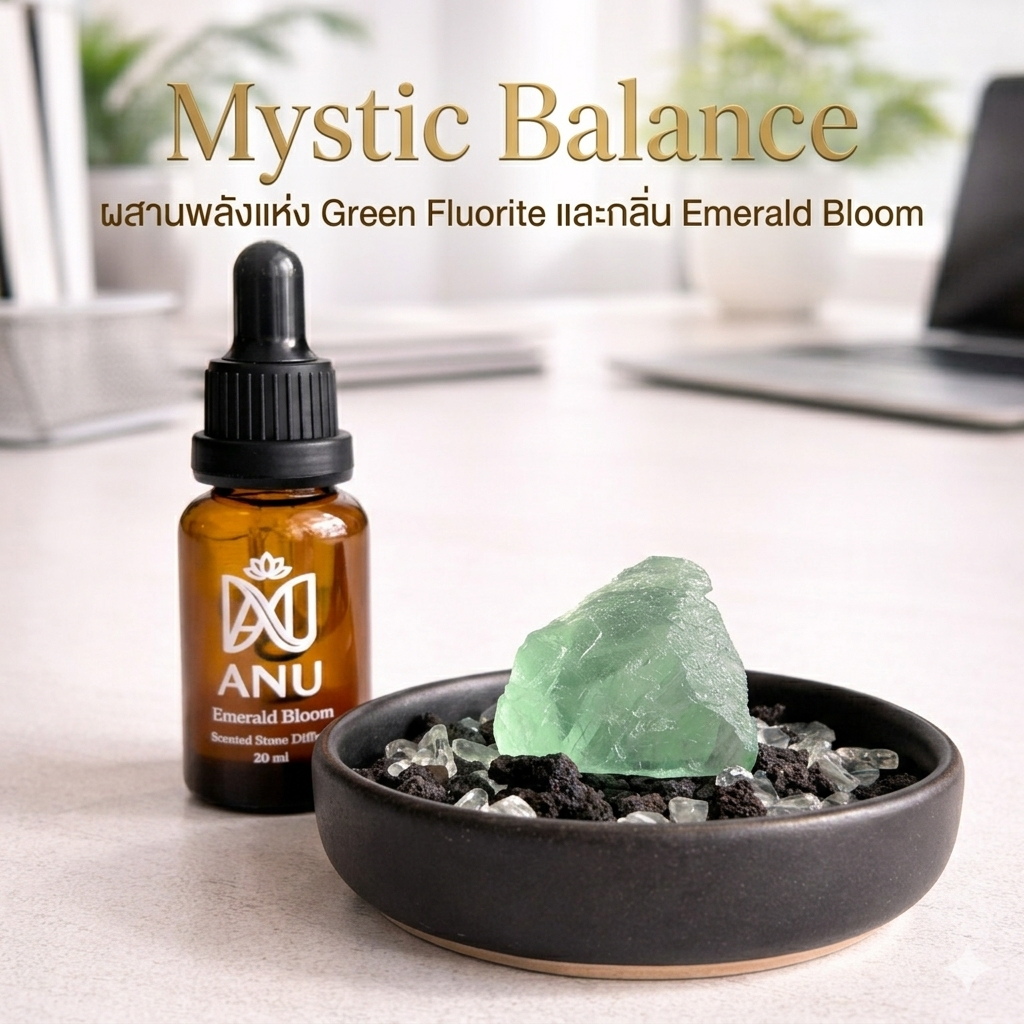 Mystic Balance สำหรับวางบนโต๊ะทำงาน พลังแห่ง Green Fluorite และน้ำหอมกลิ่น Emerald Bloom ขนาด 20 ml