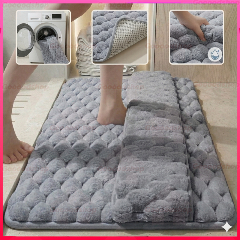 พรมห้องน้ำซัพน้ำดี นุ่มเท้า กันลื่น หมอนรองเท้าหน่วยความจำหนา สิทธิบัตรทำความสะอาดหลังเท้า ขนาด 40*60cmพรมห้องนอน