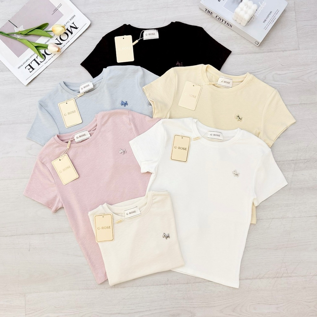 G-Rose เสื้อยืดผ้าใส่สบายติดอะไหล่ตรงอก