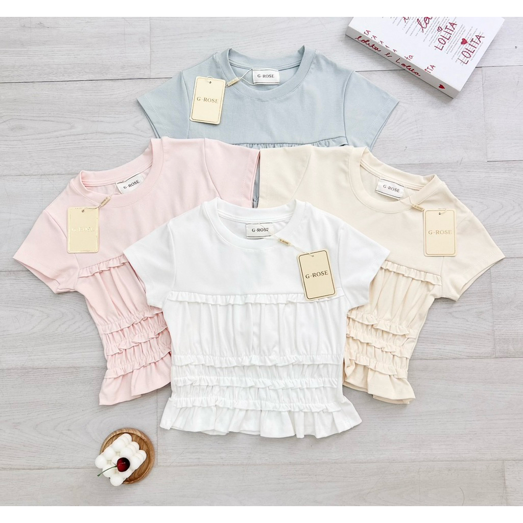 G-rose เสื้อครอปรัดรูปแต่งระบาย