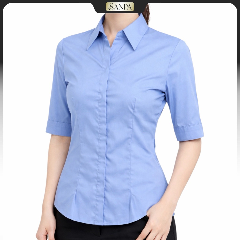 เสื้อเชิ้ตแขนสามส่วน ผ้าเรียบ