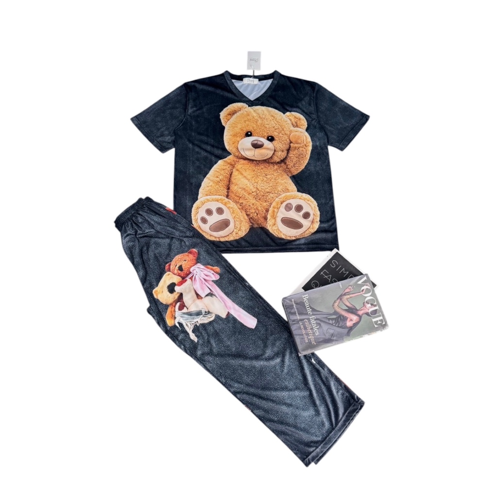 ชุดเซ็ตผ้ายืดนาโน by Chanaphat พิมพ์ลายแบรนด์ใส่ได้ตั้งแต่สาวๆ size S-XL มีกระเป๋ากางเกง 2ข้างจ้า