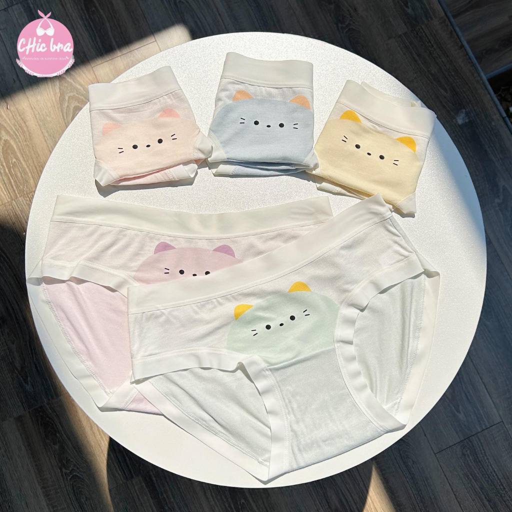 CHIC BRA [แพ็ค 5 ตัว] Cat collection กางเกงในลายแมว กางเกงในเนื้อผ้านุ่ม ยืดหยุ่นได้ดีทรงเต็มทรง ราคา ถูกที่สุด ดีลบีเคเค แกลเลอรีภาพที่ 4