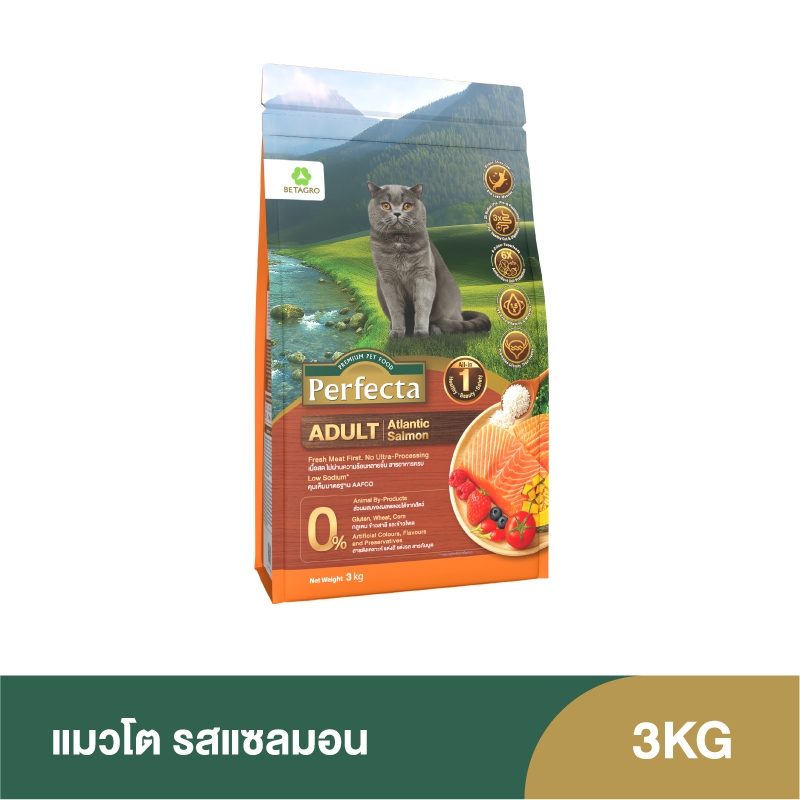 Perfecta Wellness แมวโต สูตรแซลมอน 3 KG