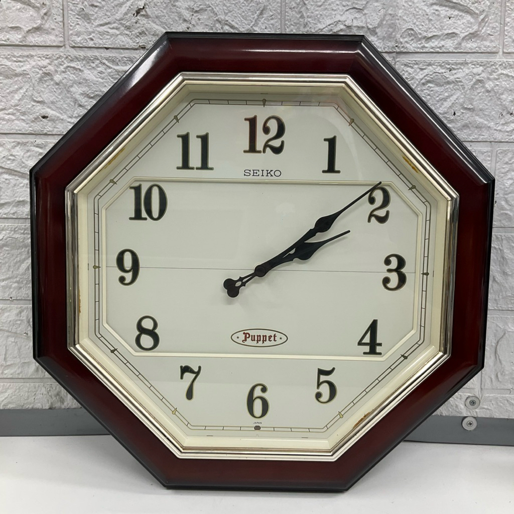 [นาฬิกามือสองญี่ปุ่น] #W10 นาฬิกาแขวน SEIKO Puppet  จอกระจก บอดี้พลาสติก wall clock