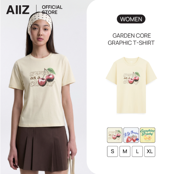 AIIZ เสื้อยืดคอกลมผู้หญิง พิมพ์ลายกราฟิก AIIZ Women's Garden Core Graphic T-Shirt