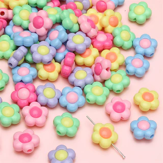 ลูกปัดอะคริลิกสองสี 10ชิ้น/แพ็ค ทรงดอกไม้ ดาว หัวใจ หลากหลาย อุปกรณ์ทำเครื่องประดับ DIY แฮนด์เมด