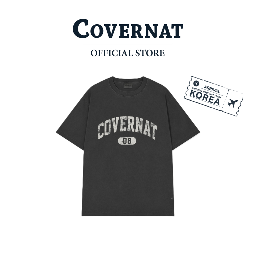 COVERNAT เสื้อยืด รุ่น Crack Arch Logo Dyed T-Shirt Grey (70311SCASSU_S6GYXX)