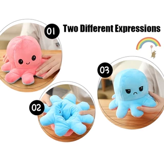 ตุ๊กตาปลาหมึกมหัศจรรย์ สูง 20 ซม. พลิกด้านสลับสีได้ Reversible Octopus ของเล่นคลายเครียด