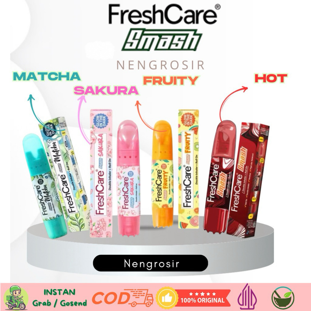 FreshCare ยาดมสุดฮิต มีฟังชั่น 4 in 1 ยาดมอินโด 4กลิ่น 4สไตล์ กลิ่นSakura กลิ่นMatcha กลิ่นFruity กลิ่นSmash