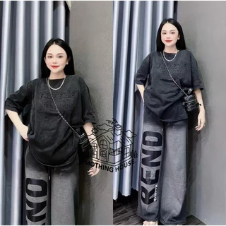 ชุดเซ็ท สีพื้นสองสี กางขายาวลายอังกฤษ] ฟรีไซร์