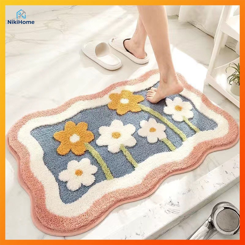 พรมปูพื้น ดูดซับน้ำได้ดี กันลื่นแบบแห้งเร็ว ลายน่ารักสุดๆ40x60cm พรมห้องน้ำ แห้งเร็วป้องกันคราบ ซับน้ำไว