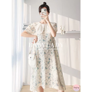 [BB 022] ชุดคลุมท้อง | BABYLADY ♡ – ผ้าคอตตอนปักลายดอกไม้ คอปกหวาน ทรงระบาย มีซับใน