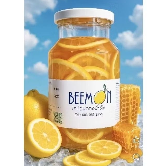 เลม่อนดองน้ำผึ้งป่าแท้ Honey lemon ขนาด800ml.(แช่เย็นเก็บได้2เดือน)เมื่อได้รับสินค้าแล้วให้ดึงฝาและแช่เย็นทันที