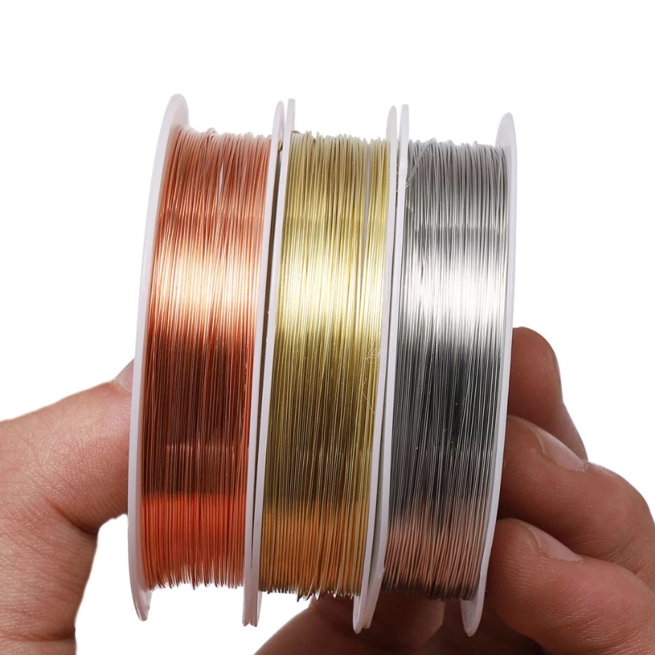 1ม้วน ลวดทองแดง (0.2-1mm) ลวดดัด เครื่องประดับ สำหรับงาน DIY ทำสร้อยคอ สร้อยข้อมือ สีทอง/สีโรเดียม/สีทองแดง