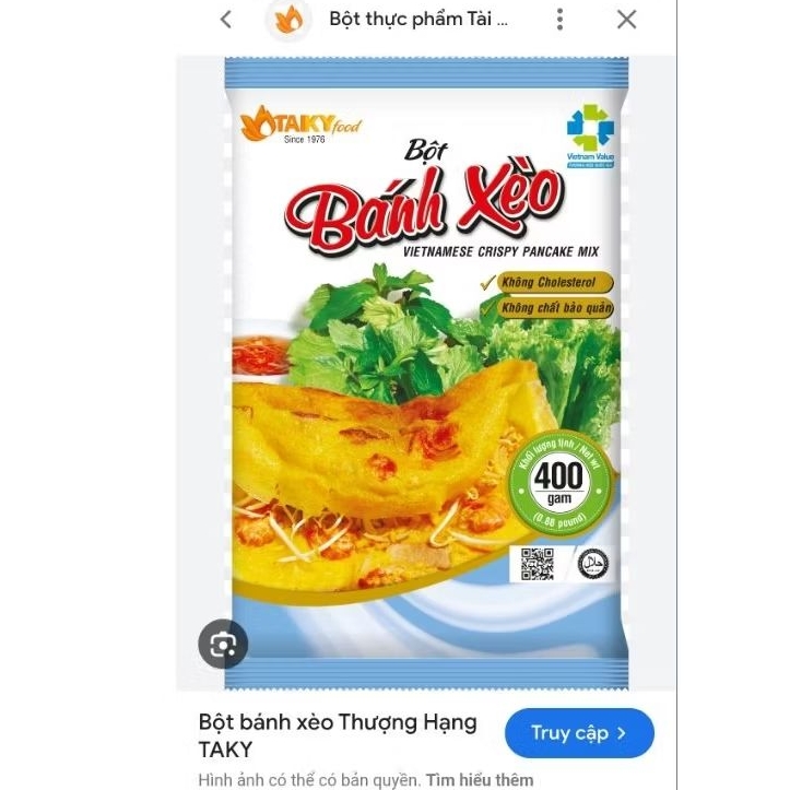 แป้งทำขนมเบื้องญวน(บั๊ณแส่ว) Bột làm bánh xèo TAKY 400g