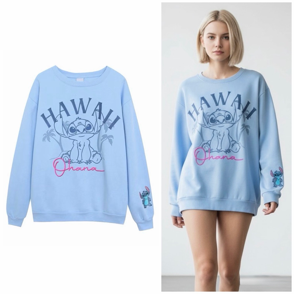 STITCH Hawaii  ohana SWEATSHIRT Lilo&stitch 🧊 STITCH ohana เสื้อสติช 🧊งาน Disney แท้ (TS603) Flr.2