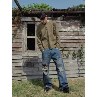 Vintage Blue Straight Fit Jeans / กางเกงขายาว