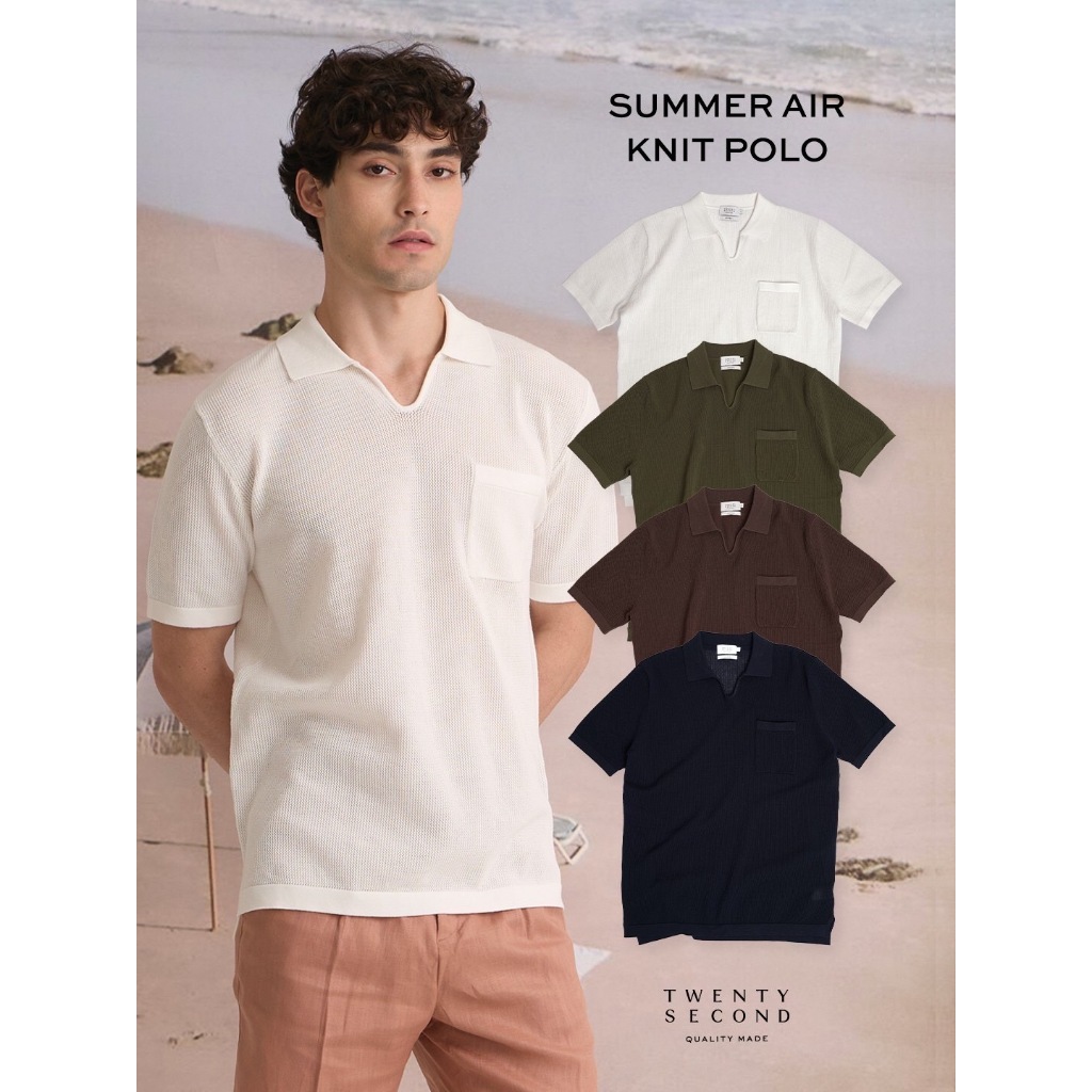 TWENTYSECOND เสื้อโปโลแขนสั้นผ้า Knit รุ่น Summer Air Knit Polo