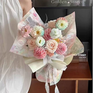 🌷🌷BAG🌷🌷 10แผ่น/แพ็ค กระดาษห่อช่อดอกไม้ แบบช่อ ช่อใหญ่ กระดาษห่อของขวัญ ลายดอกไม้ สีพลาสเทล ตกแต่ง ตัดแต่งดอกไม้