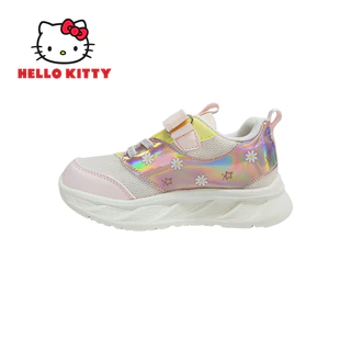 Hello Kitty รองเท้าผ้าใบเด็ก รุ่นดาวโฮโลแกรม ดีไซน์มินิมอล สีชมพูพาสเทลสุดละมุน รุ่น KTZ-832