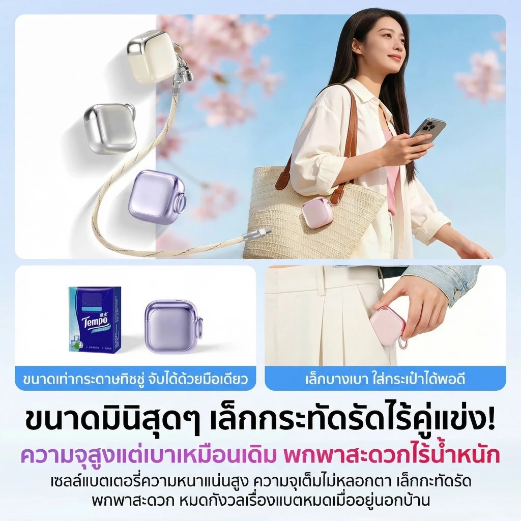 iMI Powerbank 20000mAh มินิ พกพา ชาร์จเร็ว 22.5W สายชาร์จในตัว แขวนกระเป๋า ขึ้นเครื่องบินได้ รับประกัน1ปี thumbnail 8