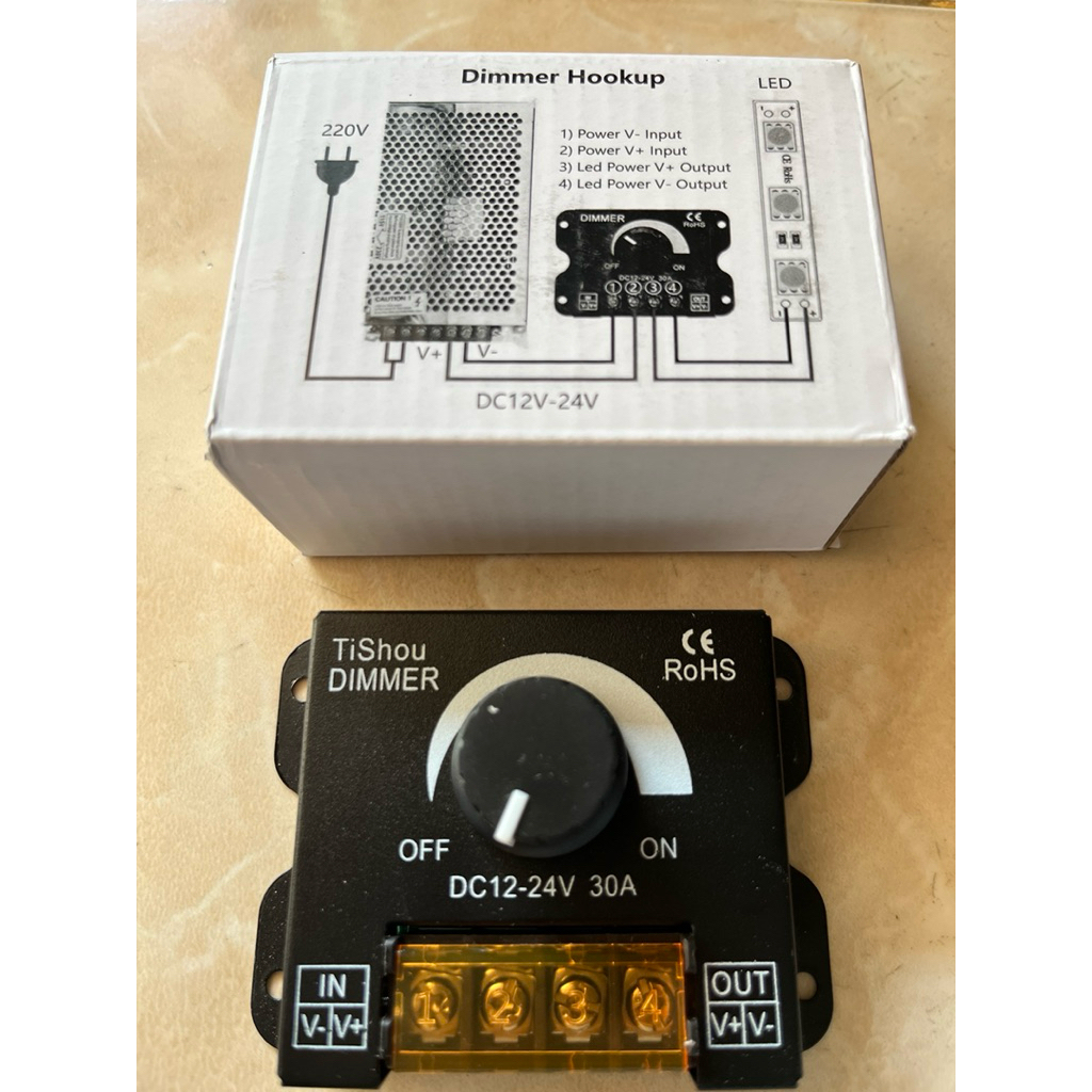 Dimmer หรี่ไฟDC ใช้ไฟDC12Vถึง24v ขนาด30A ปรับระดับความสว่างของแสง สำหรับไฟDC12-24V หรี่ไฟDC ใช้ไฟDC12Vถึง24v ขนาด30A