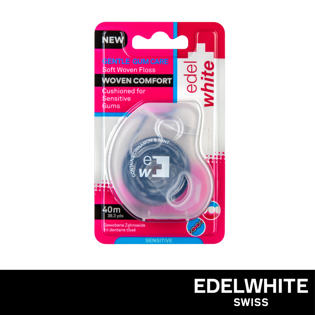 [ซอกฟันกว้าง-เหงือกบอบบาง] EDELWHITE Soft Woven Floss ไหมขัดฟันหนานุ่ม กลิ่นซินนามอน-มิ้นต์ ยาว 40 ม.