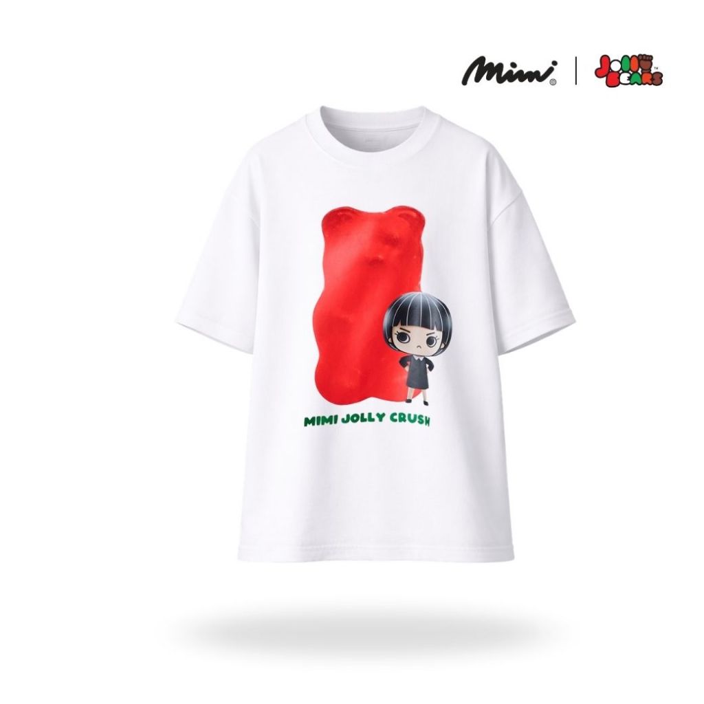 Mimi Tee shirt Big Jolly Red ( MIMI x Jolly Bears ) เสื้อยืดทรงหลวม สีขาว A9QOWH