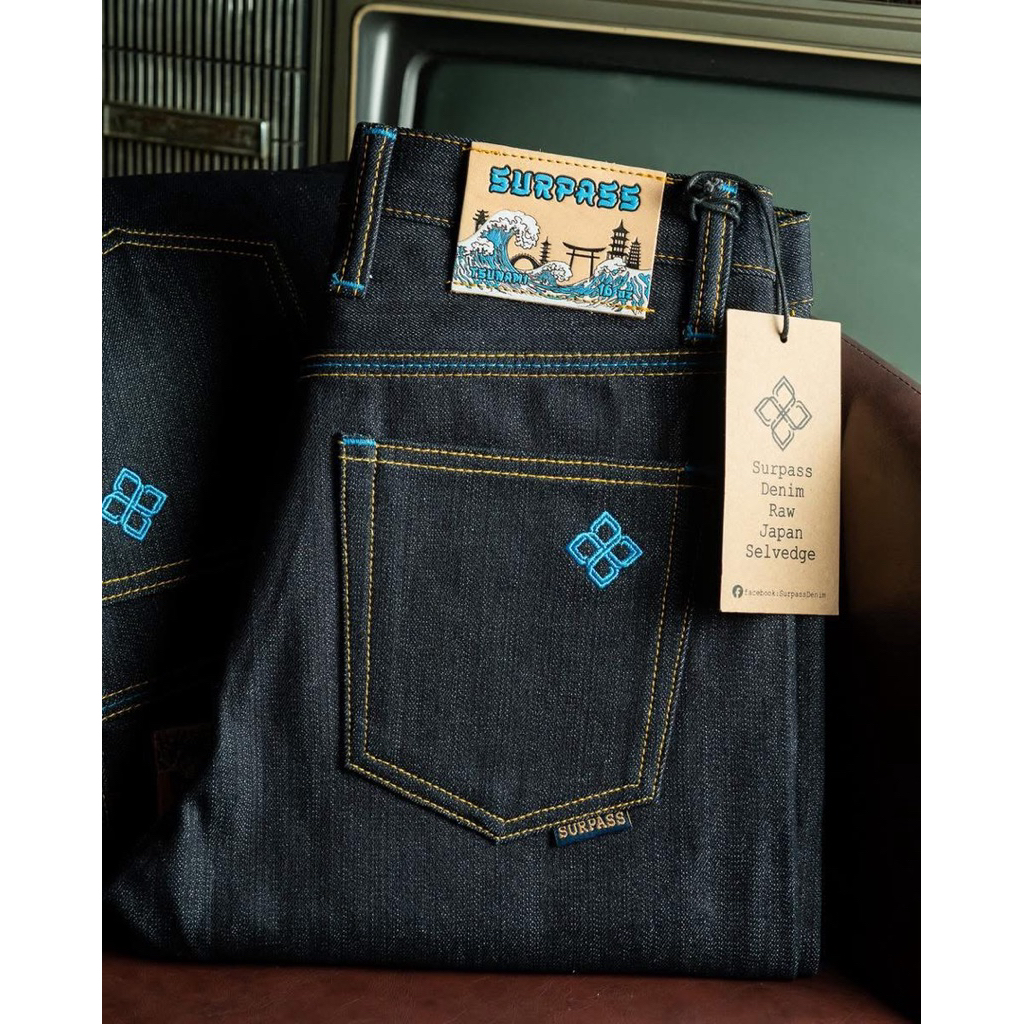 👖 Surpass Denim 16Oz Tsunami(สึนามิ)Darkblue Thai Selvedge Unsanforized