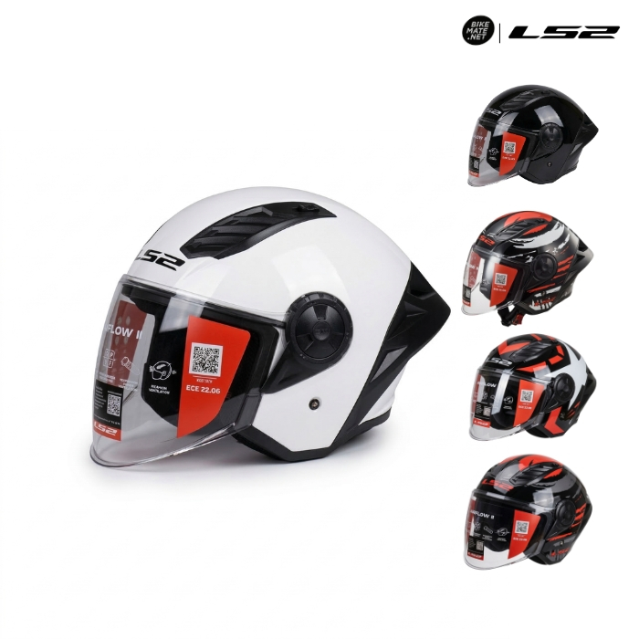 LS2 Helmets OF616 Airflow II with Spoiler and Airide Bluetooth หมวกกันน็อคขี่มอเตอร์ไซค์