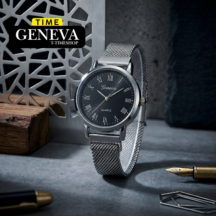 GENEVA นาฬิกาข้อมือสายแม่เหล็ก แบรนด์เจนีวา หน้าปัดโรมัน ขนาดข้อมือ ฟรีไซต์ ขนาดหน้าปัด 30 มม.