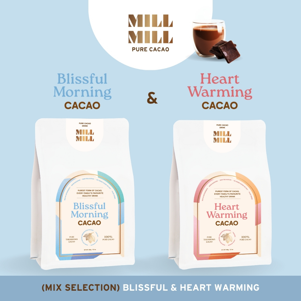 คละ Mill Mill Blissful (รสฟรุตตี้/เปรี้ยว) + Heart warming  คาเคาผมสเครื่องเทศ 5 ชนิด คาเคาบริสุทธิ์ 100%