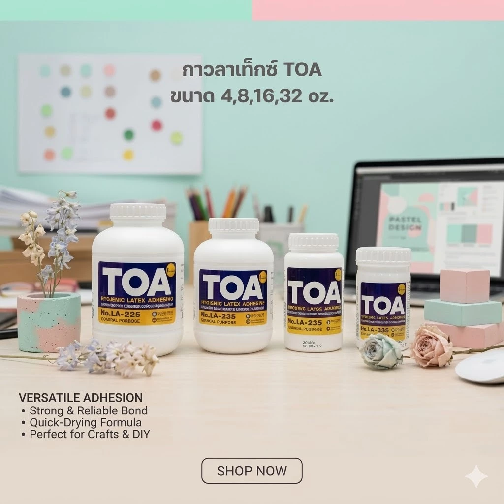 กาว กาวลาเท็กซ์ TOA ขนาด 4,8,16,32 oz.