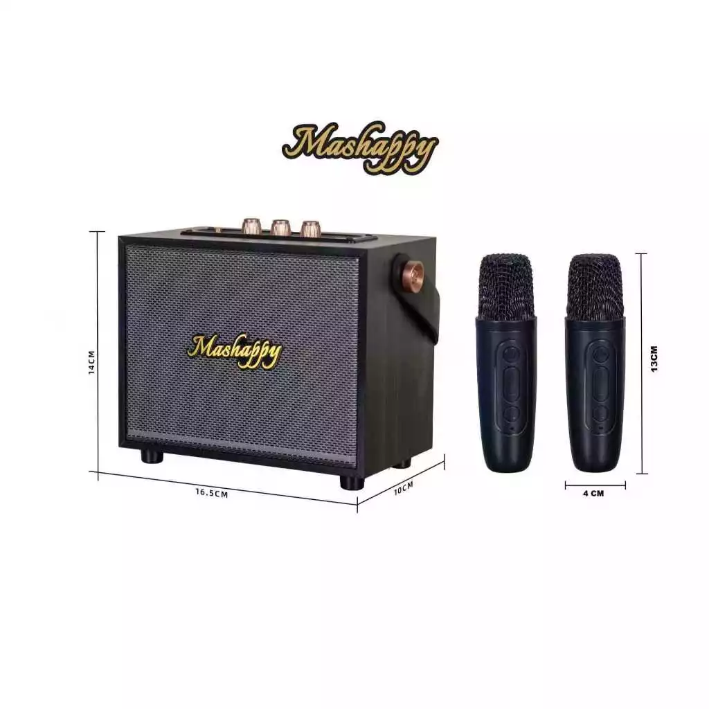 Mashappy รุ่น MH-R1(แถมไมค์2ตัว) ลำโพงบลูทูธไมโครโฟนคู่ แบบพกพา ลำโพงร้องคาราโอเกะ USB TF/ BT ลำโพงบลูทูธแบ
