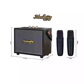Mashappy รุ่น MH-R1(แถมไมค์2ตัว） ลำโพงบลูทูธไมโครโฟนคู่ แบบพกพา ลำโพงร้องคาราโอเกะ USB TF/ BT ลำโพงบลูทูธแบ