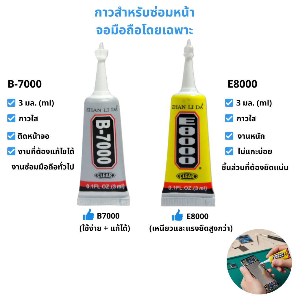 MaAnt กาวซ่อมหน้าจอมือถือ 3 มล. กาวใส งานซ่อมจอ แก้ขอบจอหลุด หัวเข็ม B7000 E8000 [AngoX]