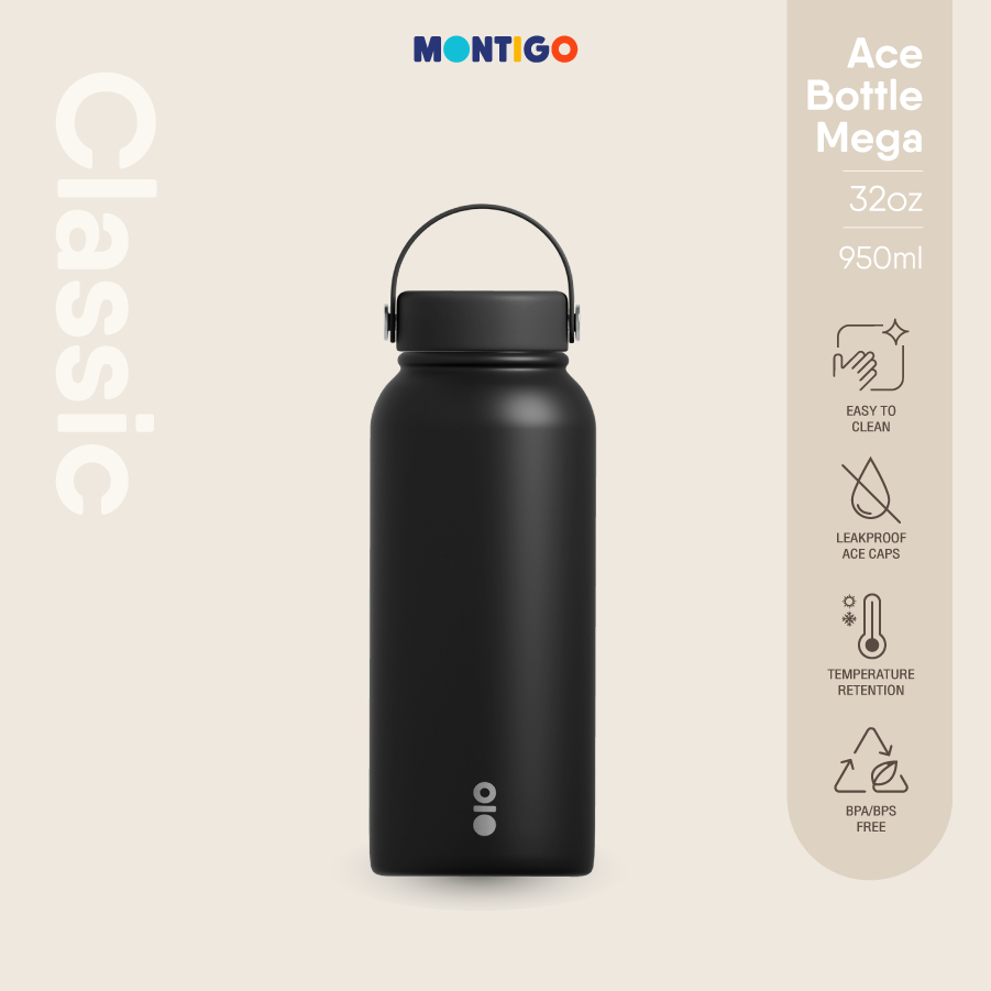 MONTIGO Ace Mega Bottle Black 32OZ / 950ml (กระบอกน้ำเก็บความร้อน-เย็น)