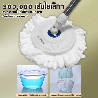 HOMESTIC ไม้ถูพื้น Spin Mop ถังปั่นสแตนเลส หมุนได้ 360° พร้อมผ้าถูพื้น ไม้ม็อบ ชุดถังปั่นม๊อบ
