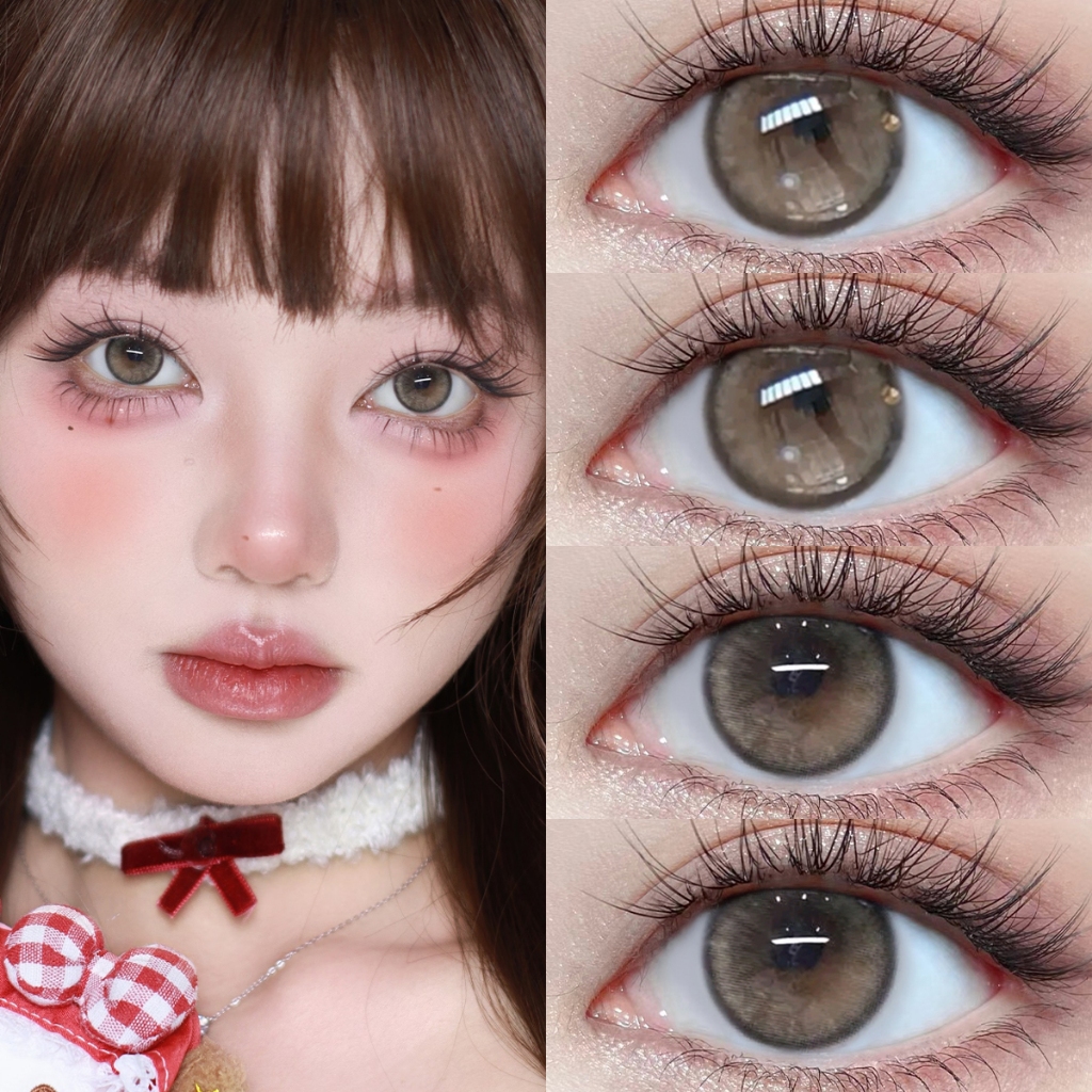 [📢FDA-approved❗ ]【ซื้อ1คู่แถม ลิปสติก💋】Mini Lens-14.0mm Midroo เลนส์มินิแฟชั่น FOG Pearl Brown/Grey รายเดือน