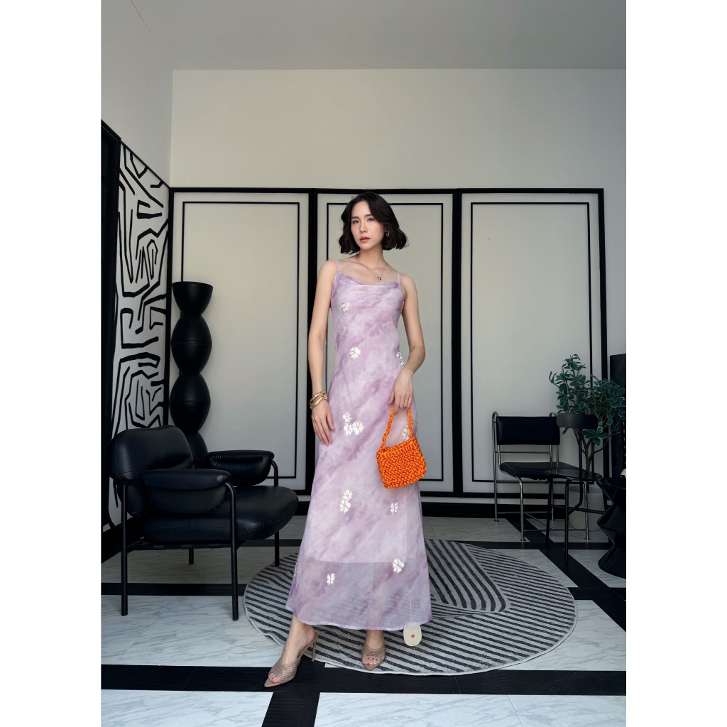 colourblockmatter - Freya Chiffon Dress เดรสสายเดี่ยวผ้าชีฟองพิมพ์ลายมี 3 สี
