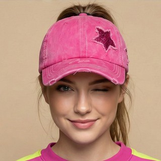 SBS ✨ หมวกแก๊ปY2K ลายดาวกลิตเตอร์ แว๊บ! ปรับได้ทุกศีรษะ สายเ…