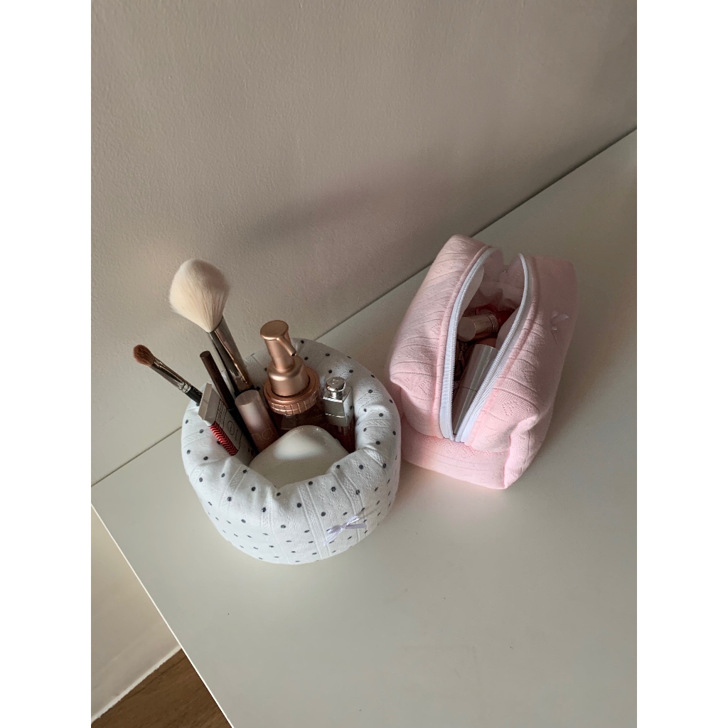 [set] rina rina - makeup bag and organizer basket set เซ็ตกระเป๋าเครื่องสำอางและตะกร้า