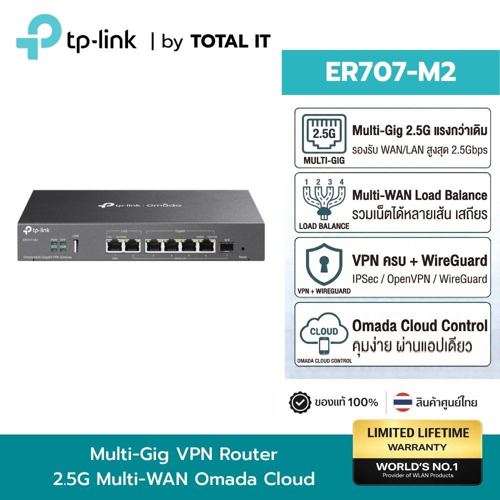 Router VPN TP-Link ER707-M2 2.5G Multi-WAN Load Balance Omada Cloud Gigabit