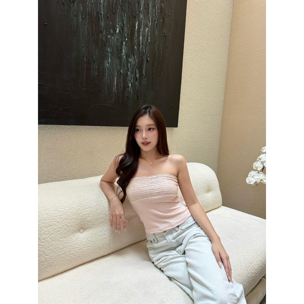Camila top - เกาะอกตัวยาว ดีเทลเลื่อมตรงอก by shewear.bkk รูปที่ 3