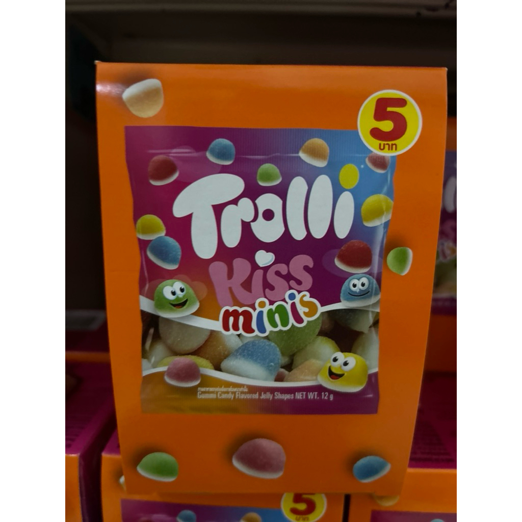 Tralli kiss minis ทรอลลี่ คิส มินิส กัมมี่ เยลลี่ คละรส รสผลไม้ กล่อง12ซองx12กรัม