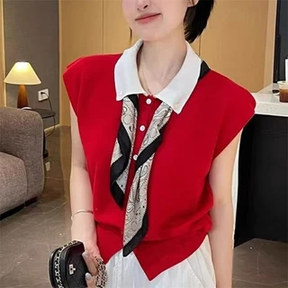 พร้อมส่งในไทย** เสื้อคอปก ใส่ทำงาน มีผ้าพันคอแยกชิ้น ส่งด่วนกทม. Y332